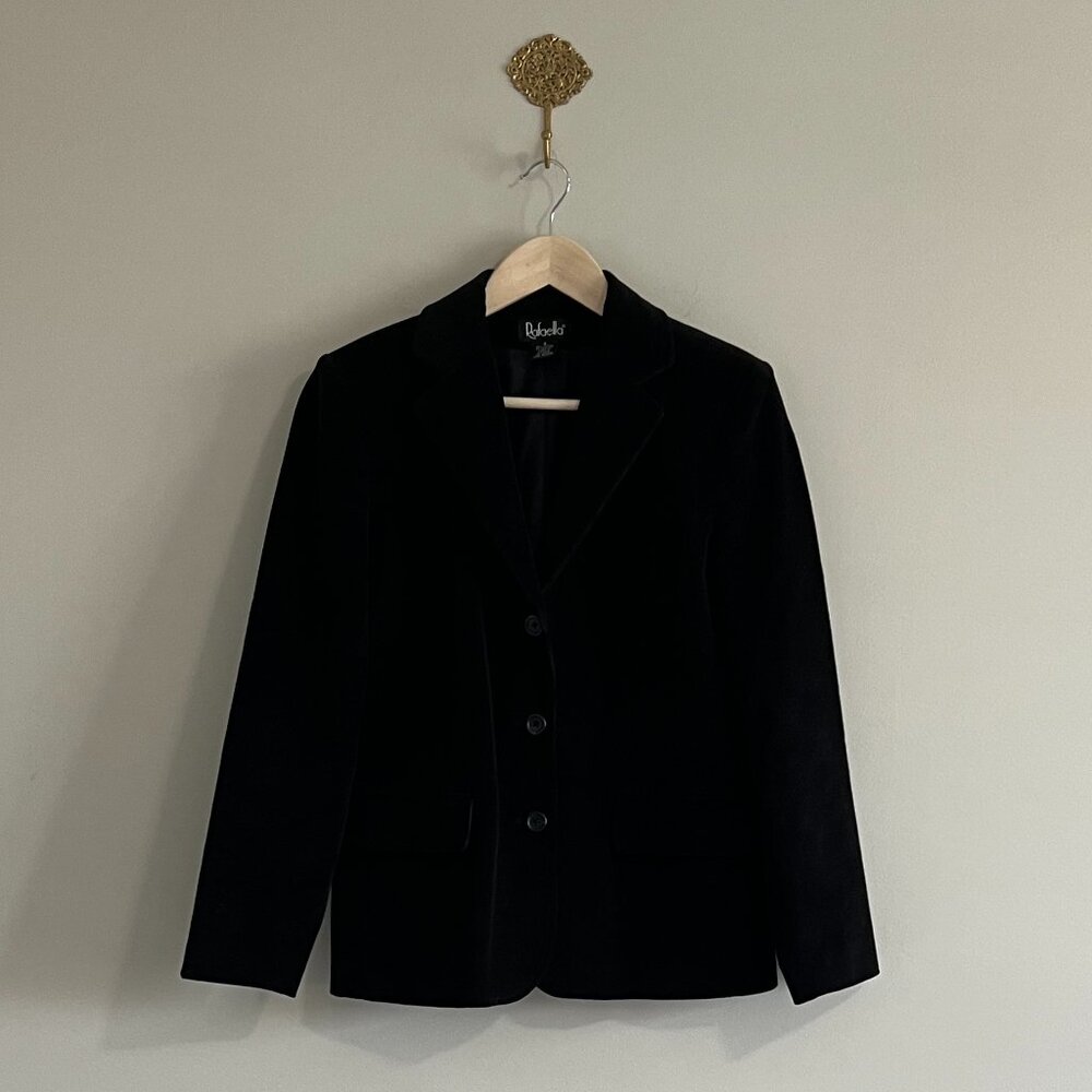 Rafaella Vintage Corduroy-Look Cotton Blend Blazer | Black | Women’s Size 4